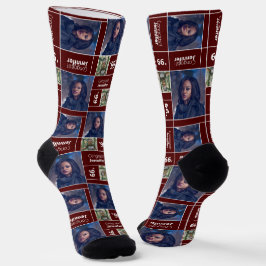 Maroon Square Photo Afstuderen Class Socks Sokken