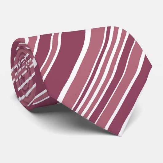 Maroon Stripe Business Stropdas (Opgerold)