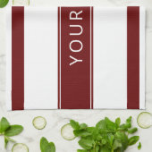 Maroon Stripes met Jouw naam Keuken Handdoeken (Gevouwen)