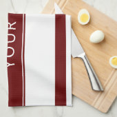 Maroon Stripes met Jouw naam Keuken Handdoeken (Quarter Fold)
