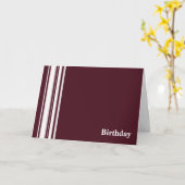 Maroon Stripes Verjaardag Kaart (Gele Bloem)