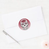 Maroon Sugar Skull Ronde Sticker (Envelop)