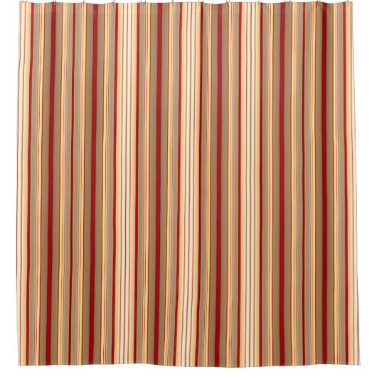 Maroon Tan Cream Stripes-bad Douchegordijn (Voorkant)