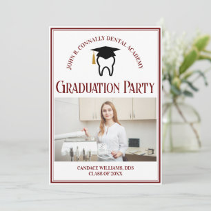 Maroon Tandheelkundige School Foto Custom Graduati Kaart