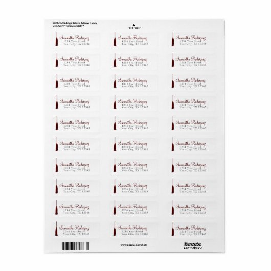 Maroon Tassel Afstuderen Label (Full Sheet)