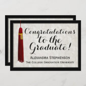 Maroon Tassel Gefeliciteerd Afstuderen Afstuderen Kaart (Voorkant / Achterkant)
