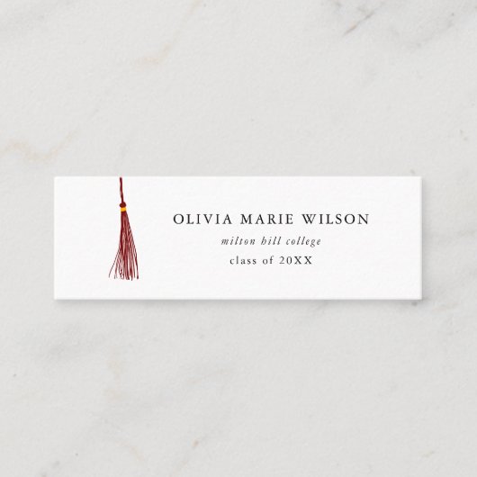 Maroon Tassel Graduation Name Card Mini Visitekaartje (Voorkant)