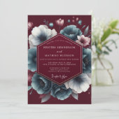 Maroon Teal Chiaroscuro Wedding Kaart (Staand voorkant)