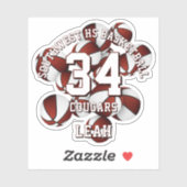 Maroon Team Kleuren Basketballen Cluster Team Naam Sticker (Vel)