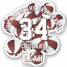 Maroon Team Kleuren Basketballen Cluster Team Naam Sticker