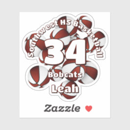 Maroon Team Kleuren Basketballen kinder Sport Sticker