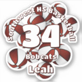 Maroon Team Kleuren Basketballen kinder Sport Sticker (Voorkant)