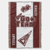 Maroon Team Spirit Cheerleader Custom Blanket Deken (Voorkant Verticaal)
