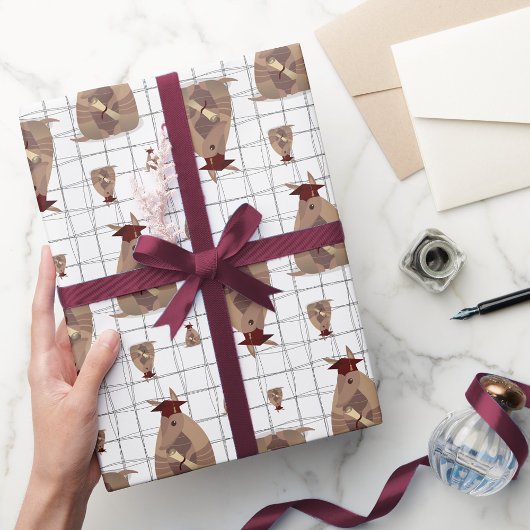 Maroon Texas Afstuderen Armadillo Cadeaupapier