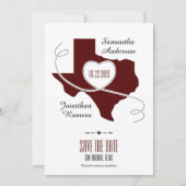 Maroon Texas Curling Ribbon Save the Date (Voorkant)