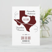 Maroon Texas Curling Ribbon Save the Date (Staand voorkant)