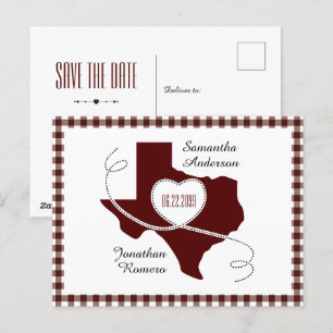 Maroon Texas Curling Ribbon Save the Date Briefkaart