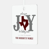 Maroon Texas JOY Fotovakantie Metalen Ornament (Voorkant links)