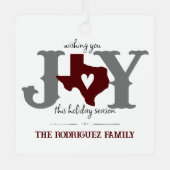 Maroon Texas JOY Fotovakantie Metalen Ornament (Voorkant)