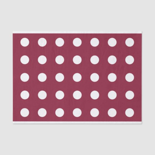 Maroon Tissue Paper met White Polka Dots Tissuepapier (Voorkant)