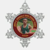 Maroon Track & Field Photo High School Runner Tin Sneeuwvlok Ornament (Voorkant)