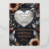 Maroon Traditionele Herfst Bourgondië Vrijgezellen Folie Uitnodiging (Voorkant)