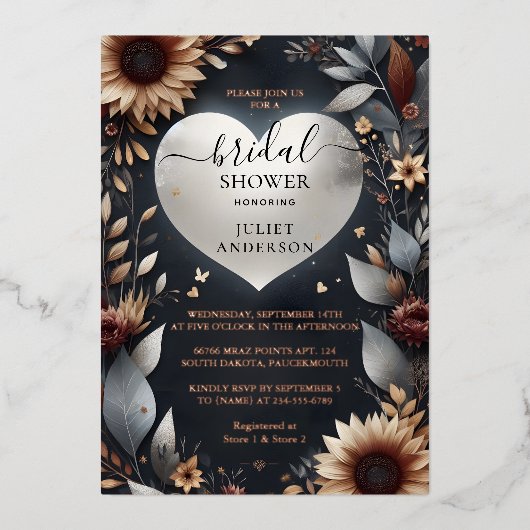 Maroon Traditionele Herfst Bourgondië Vrijgezellen Folie Uitnodiging (Voorkant)