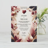 Maroon Traditionele Herfst Paar Bourgondië Bruilof Kaart (Staand voorkant)