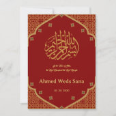 Maroon  Tuin Nikkah Uitnodigingskaart Kaart (Voorkant)