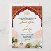 Maroon  Tuin Nikkah Uitnodigingskaart Kaart (Achterkant)