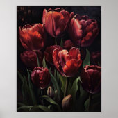 Maroon Tulip Flowers Art Print Poster (Voorkant)