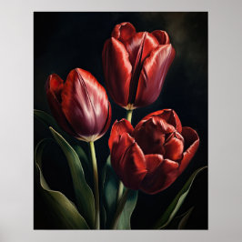 Maroon Tulip Flowers Art Print Poster
