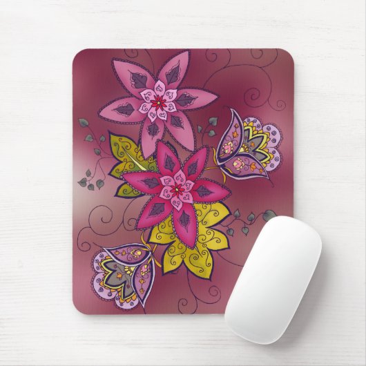 Maroon Tulip Mousepad Muismat (Met muis)