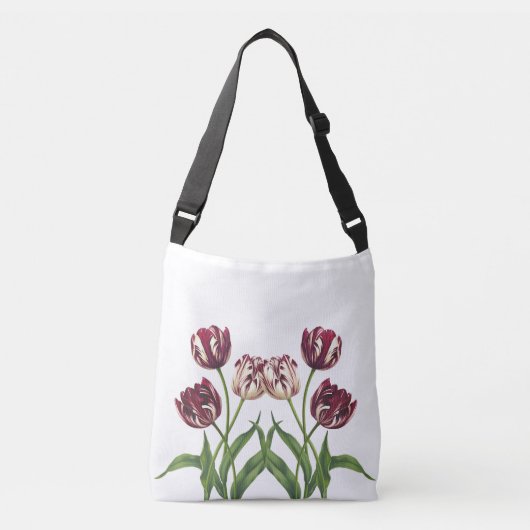 Maroon Tulips Crossbody Tas (Voorkant)