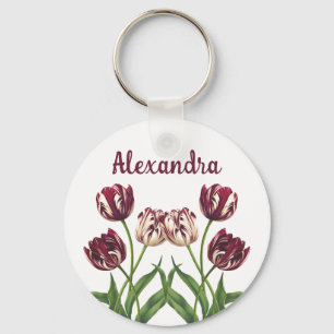 Maroon Tulips met naam Sleutelhanger