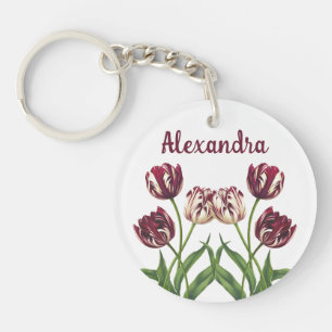 Maroon Tulips met naam Sleutelhanger