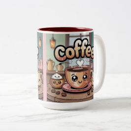 Maroon Two-Tone Cute Coffee Mug Tweekleurige Koffiemok