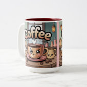 Maroon Two-Tone Cute Coffee Mug Tweekleurige Koffiemok (Voorkant links)