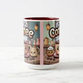 Maroon Two-Tone Cute Coffee Mug Tweekleurige Koffiemok (Center)