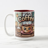 Maroon Two-Tone Cute Coffee Mug Tweekleurige Koffiemok (Links)