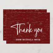 Maroon Typography Mathematics Formulas Graduation Bedankkaart (Voorkant / Achterkant)