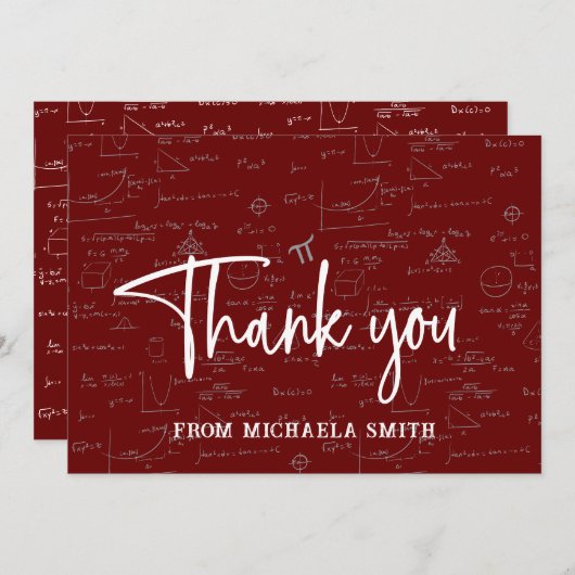 Maroon Typography Mathematics Formulas Graduation Bedankkaart (Voorkant / Achterkant)