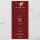 Maroon van Burgundy Gold Floral Event Wedding Prog Programmakaart (Achterkant)