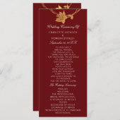 Maroon van Burgundy Gold Floral Event Wedding Prog Programmakaart (Voorkant / Achterkant)