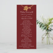 Maroon van Burgundy Gold Floral Event Wedding Prog Programmakaart (Staand voorkant)
