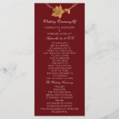 Maroon van Burgundy Gold Floral Event Wedding Prog Programmakaart (Voorkant)