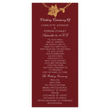 Maroon van Burgundy Gold Floral Event Wedding Prog