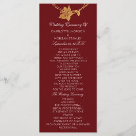 Maroon van Burgundy Gold Floral Event Wedding Prog Programmakaart