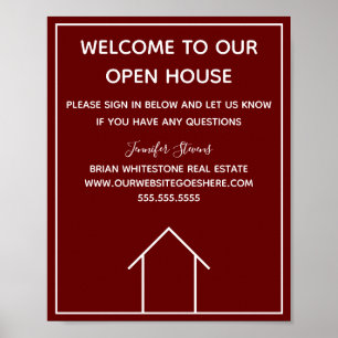 Maroon Vastgoedbedrijf Custom Open Huis Poster