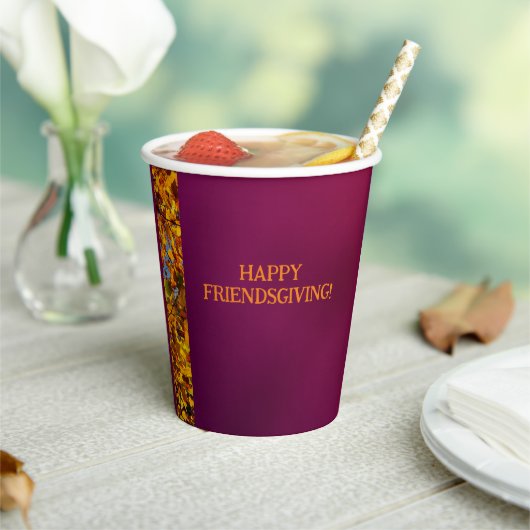 Maroon verlaat Thanksgiving Friendsgiving Papieren Bekers (Insitu)